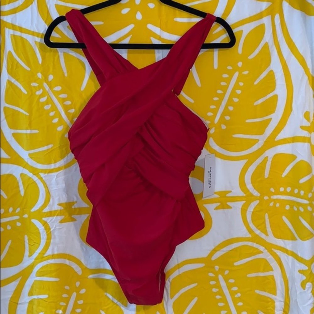 NWT Halter Top One-Piece with Molded Cups